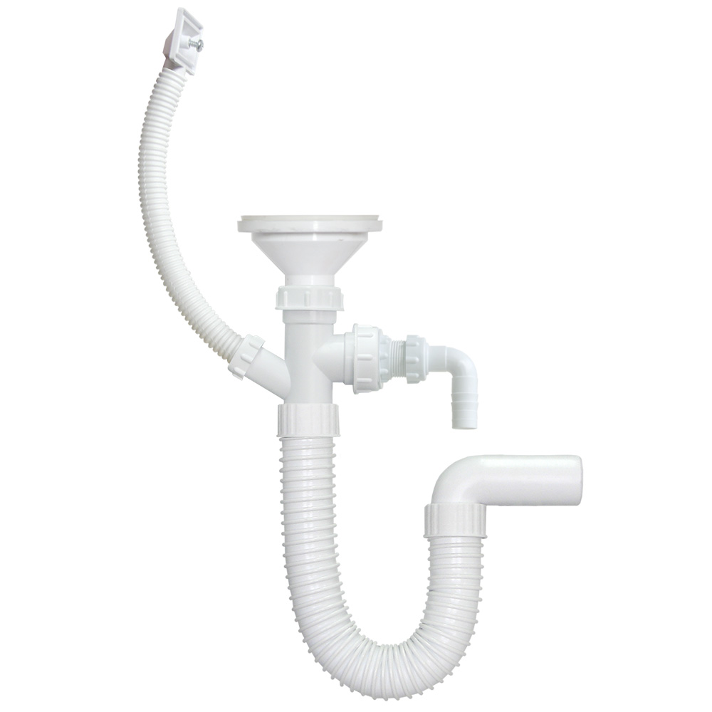 GIBLJIVI SIFON ZA JEDNODJELNU SUDOPERU SA PRIKLJUCKOM I PRELIVOM FI 100 METAPLAST