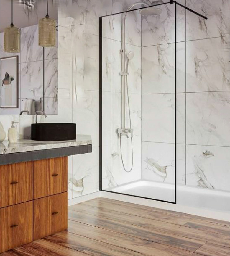 GLASS PARTITION CLEAR GLASS/BLACK PROF